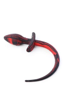 ButtPlug DOG TAIL Silicone - Rude Rider - Black/Red