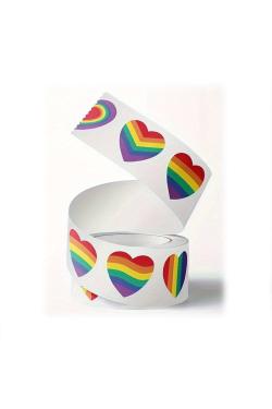 Pack de 10 autocollants coeur rainbow