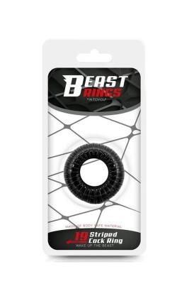 Silicone Striped Cock Ring - Beast Rings - 19 mm - Black