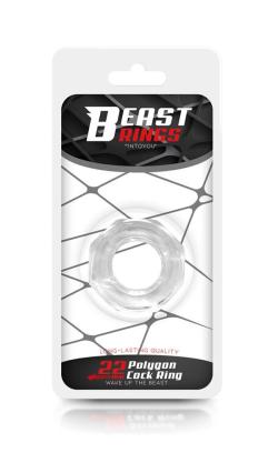 Silicone Polygon Cock Ring - Beast Rings - 22 mm - Transparent